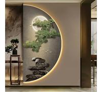 BEBANE Cuadros Decorativos de Arte Mural estereoscópico 3D, esculturas murales LED de paisajes creativos, adecuados para dormitorios, Fuente de alimentación enchufable(F,60 * 120cm/23.6 * 47.2in)