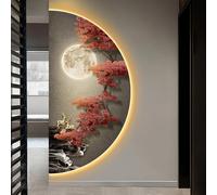 BEBANE Cuadros Decorativos de Arte Mural estereoscópico 3D, esculturas murales LED de paisajes creativos, adecuados para dormitorios, Fuente de alimentación enchufable(D,70 * 140cm/27.6 * 55.1in)