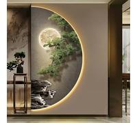 BEBANE Cuadros Decorativos de Arte Mural estereoscópico 3D, esculturas murales LED de paisajes creativos, adecuados para dormitorios, Fuente de alimentación enchufable(A,40 * 80cm/15.7 * 31.5in)