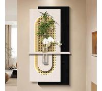 BEBANE Decoración artística de Pared 3D, Escultura Mural Creativa en Arenisca, Cuadro Decorativo en Relieve LED con conexión eléctrica - Apto para Sala de Estar(D,40 * 80cm/15.7 * 31.5in)