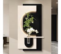 BEBANE Decoración artística de Pared 3D, Escultura Mural Creativa en Arenisca, Cuadro Decorativo en Relieve LED con conexión eléctrica - Apto para Sala de Estar(C,50 * 100cm/19.7 * 39.4in)