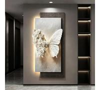 BEBANE Decoración de Pared en Piedra Arenisca 3D con iluminación LED, Escultura Mural Tridimensional con Forma de Mariposa, Apta para Sala de Estar, Dormitorio(A,40 * 80cm/15.7 * 31.5in)
