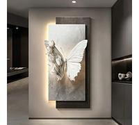 BEBANE Decoración de Pared en Piedra Arenisca 3D con iluminación LED, Escultura Mural Tridimensional con Forma de Mariposa, Apta para Sala de Estar, Dormitorio(C,60 * 120cm/23.6 * 47.2in)
