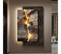 BEBANE Decoración de Pared Tridimensional 3D, decoración de Pared de Arenisca con Luces LED, Escultura de Pared Moderna, Fuente de alimentación enchufable(B,60 * 80cm/23.6 * 31.5in)