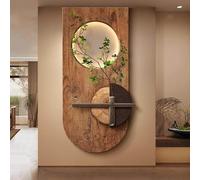 BEBANE Decoración Mural 3D de Arenisca con luz LED, Arte Mural escultórico Moderno, con jarrón y Plantas Artificiales, Adecuada para Sala de Estar, Dormitorio(A,40 * 80cm/15.7 * 31.5in)