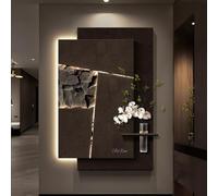 BEBANE Decoración Mural 3D de Piedra Arenisca con diseño de iluminación LED, Equipada con Plantas Artificiales y jarrones de Vidrio, Adecuada para el salón, Dormitorio(B,60 * 80cm/23.6 * 31.5in)