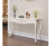 BEBANE Elegante consolle Bianca (con finiture Oro/Argento), tavolo da ingresso/tavolo Decorativo in Stile Vintage, facile da assemblare, adatto per soggiorno(Gold,140cm/55.1in)