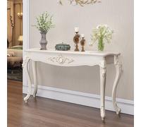 BEBANE Elegante consolle Bianca (con finiture Oro/Argento), tavolo da ingresso/tavolo Decorativo in Stile Vintage, facile da assemblare, adatto per soggiorno(Gold,160cm/63in)