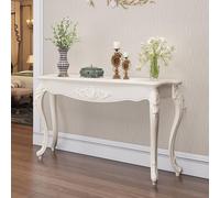 BEBANE Elegante consolle Bianca (con finiture Oro/Argento), tavolo da ingresso/tavolo Decorativo in Stile Vintage, facile da assemblare, adatto per soggiorno(Silver,140cm/55.1in)