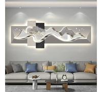 BEBANE Escultura Decorativa de Pared Moderna para Interiores, Cuadro Decorativo en Relieve 3D con LED, Adecuada para salón, Dormitorio, Oficina, Pasillo(A,75 * 25cm/29.5 * 9.8in)
