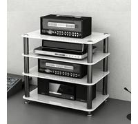 BEBANE Estante AV de Vidrio Templado y Soporte para Altavoces (con función Mejorada de gestión de Cables), Adecuado para Sala de Estar, Cine en casa y Estudio(C,4 Layer)