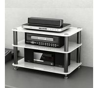 BEBANE Estante AV de Vidrio Templado y Soporte para Altavoces (con función Mejorada de gestión de Cables), Adecuado para Sala de Estar, Cine en casa y Estudio(C,3 Layer)
