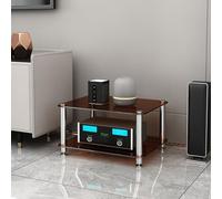 BEBANE Estante estéreo AV de 1/2/3/4 Niveles (con estantes de Vidrio Templado) - Torre de Audio, Adecuado para Sala de Estar y Estudio de grabación(Brown,2 Layer)