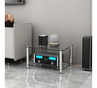 BEBANE Estante estéreo AV de 1/2/3/4 Niveles (con estantes de Vidrio Templado) - Torre de Audio, Adecuado para Sala de Estar y Estudio de grabación(Clear,2 Layer)