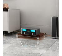 BEBANE Estante estéreo AV de 1/2/3/4 Niveles (con estantes de Vidrio Templado) - Torre de Audio, Adecuado para Sala de Estar y Estudio de grabación(Brown,1 Layer)