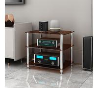 BEBANE Estante estéreo AV de 1/2/3/4 Niveles (con estantes de Vidrio Templado) - Torre de Audio, Adecuado para Sala de Estar y Estudio de grabación(Brown,3 Layer)
