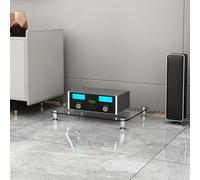 BEBANE Estante estéreo AV de 1/2/3/4 Niveles (con estantes de Vidrio Templado) - Torre de Audio, Adecuado para Sala de Estar y Estudio de grabación(Clear,1 Layer)