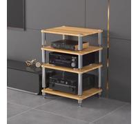 BEBANE Estantería de Audio de 1/2/3/4 Niveles, Consola Multimedia, Centro de Entretenimiento esquinero, Especialmente para Equipos de Audio y Video y Sistemas estéreo(Walnut,4 Layer)
