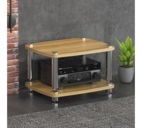 BEBANE Estantería para Equipos de Audio/Video de 1/2/3/4 Niveles, Torre de Almacenamiento Audiovisual, Soporte HiFi y Mueble de TV de Esquina - Apto para domésticos(Walnut,2 Layer)
