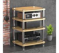 BEBANE Estantería para Equipos de Audio/Video de 1/2/3/4 Niveles, Torre de Almacenamiento Audiovisual, Soporte HiFi y Mueble de TV de Esquina - Apto para domésticos(Walnut,4 Layer)