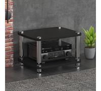 BEBANE Estantería para Equipos de Audio/Video de 1/2/3/4 Niveles, Torre de Almacenamiento Audiovisual, Soporte HiFi y Mueble de TV de Esquina - Apto para domésticos(Black,2 Layer)