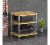 BEBANE Estantería para Equipos de Audio/Video de 1/2/3/4 Niveles, Torre de Almacenamiento Audiovisual, Soporte HiFi y Mueble de TV de Esquina - Apto para domésticos(Walnut,3 Layer)