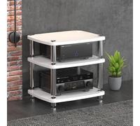 BEBANE Estantería para Equipos de Audio/Video de 1/2/3/4 Niveles, Torre de Almacenamiento Audiovisual, Soporte HiFi y Mueble de TV de Esquina - Apto para domésticos(White,3 Layer)