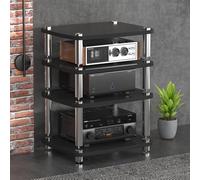 BEBANE Estantería para Equipos de Audio/Video de 1/2/3/4 Niveles, Torre de Almacenamiento Audiovisual, Soporte HiFi y Mueble de TV de Esquina - Apto para domésticos(Black,4 Layer)