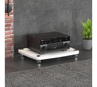 BEBANE Estantería para Equipos de Audio/Video de 1/2/3/4 Niveles, Torre de Almacenamiento Audiovisual, Soporte HiFi y Mueble de TV de Esquina - Apto para domésticos(White,1 Layer)
