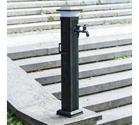 BEBANE Grifo solar para jardín (con luz LED): soporte independiente para manguera de acero inoxidable 304, para patios, terrazas, jardines y granjas(79cm/31.1in)