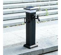 BEBANE Grifo solar para jardín (con luz LED): soporte independiente para manguera de acero inoxidable 304, para patios, terrazas, jardines y granjas(60.5cm/23.8in)