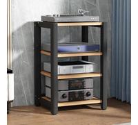 BEBANE Mueble de Audio de 2/3/4/5 Niveles, Soporte para Tocadiscos y estantería para Equipos de Sonido, con estantes Ajustables en Altura, para Salas de reuniones(Wood-Tone,85cm/33.5in)