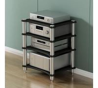 BEBANE Soporte Multimedia Audiovisual de 1/2/3/4 Niveles, Mueble de Madera para Equipos de Sonido/estantería para Equipos de Audio, estéreo domésticos y de Oficina(Black,4 Layer)