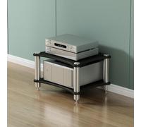 BEBANE Soporte Multimedia Audiovisual de 1/2/3/4 Niveles, Mueble de Madera para Equipos de Sonido/estantería para Equipos de Audio, estéreo domésticos y de Oficina(Black,2 Layer)
