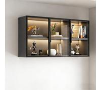 BEBANE Vitrina de Pared de Vidrio, Armario de Almacenamiento de Pared para baño y Cocina (con Puerta de Vidrio), Estante de Pared para Cocina, Apto para Sala(100 * 25 * 65cm/39.4 * 9.8 * 25.6in)