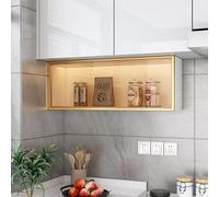 BEBANE Vitrina de Vidrio de Pared para Cocina, Armario Colgante sin Perforaciones, Vitrina de Pared con iluminación, Apta para salón y Dormitorio(White,50 * 19 * 30cm/19.7 * 7.5 * 11.8in)