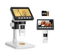 BEBANG 4.3" LCD Microscopio Digital 1000x para Adultos, Lupa Microscopio de Monedas 1080P con 8 Luces LED Ajustables, Vista de PC, Compatible con MacOS Windows,Tarjeta SD 32GB