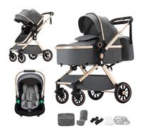 BEBBY BEBBY Cochecito de bebé 3 en 1,Carricoche Combinado Paisaje Alto Marco de Aluminio Para Recién Nacido0-22KG,Portátil Carrito Bebe 3 en 1 Con Asiento De (U9-X-DARK GREY, U9-X)