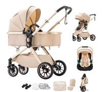 BEBBY Carrito Bebe 3 en 1, Cochecitos Combinados Portátil Plegable，3 Piezas Empuje Bidireccional Reversible, Cochecito Bebe Marco de Aleación Aluminio (U9-X BEIGE, U9-X)