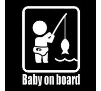 Bebé a bordo Pesca Divertido Coche Reflectante Adhesivo Ventana Cuerpo Decal Decoración - Blanco