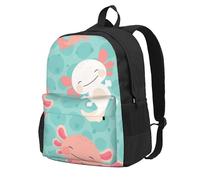Bebé ajolote kawaii lindo,Mochila con bolsillos, mochila informal para el día a día, resistente al agua, ideal para la escuela, viajes