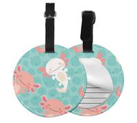 Bebé ajolote lindo kawaii,Etiquetas de equipaje de cuero sintético con nombre, etiquetas de viaje duraderas, 2 unidades