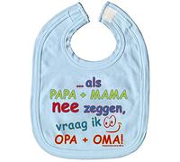 Bebé Babero Con Print - .. cuando Mama + Papa Decir que no, cuestión Ich abuelo + Abuela - 07037-AZ03 Color Azul Claro - Holandés