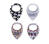 Bebé Bandana Baberos Set, Fansu 4pcs 100% Algodón Orgánico Suaves y Súper Absorbentes Bandana Hipoalergenico Hebilla Ajustable y Forro Saliva Toalla Recién Nacido (D)