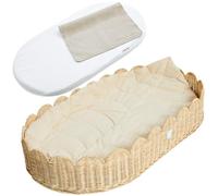 Bebe Bask Cesta cambiadora de bebé de alta calidad, ratán festoneado hecho a mano, cesta cambiadora para tocador de bebé, todos los accesorios incluidos, juego completo para guardería (natural)