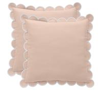 BEBE BASK Juego de 2 Fundas de Almohada festoneadas de 18 x 18 Pulgadas, Color Rosa, 100% algodón, Estilo Grandmillennial (Rosa Polvoriento/Blanco)
