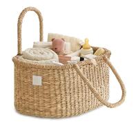 BEBE BASK Organizador de Pañales para Bebé, Hecho a Mano, Hierba Marina Orgánica, Cesta de Lujo para Niña, Bonito Organizador