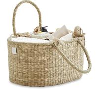 BEBE BASK Organizador de Pañales para Bebé, Hecho a Mano, Hierba Marina Orgánica, Cesta de Lujo para Niña, Bonito Organizador