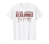 Bebe Café Leer Libros Diseño de Vida Alegre Camiseta gráfica económica, Hombre, Blanco, XL