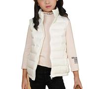 Bebé Chaleco de Pluma Sin Mangas Niños Niñas Ligero Chaquetas Sin Mangas Abrigo Beige Blanco 110-120